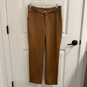 NWT - Andrew Marc Faux Leather Pants – Caramel – Size 2 – Gold Buckle